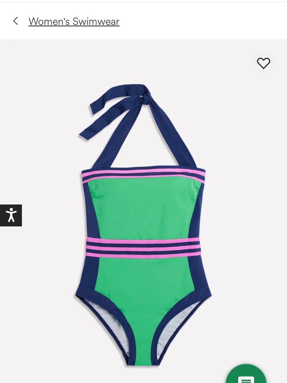 Boden Green, Navy & Pink Halter One-Piece Swimsuit